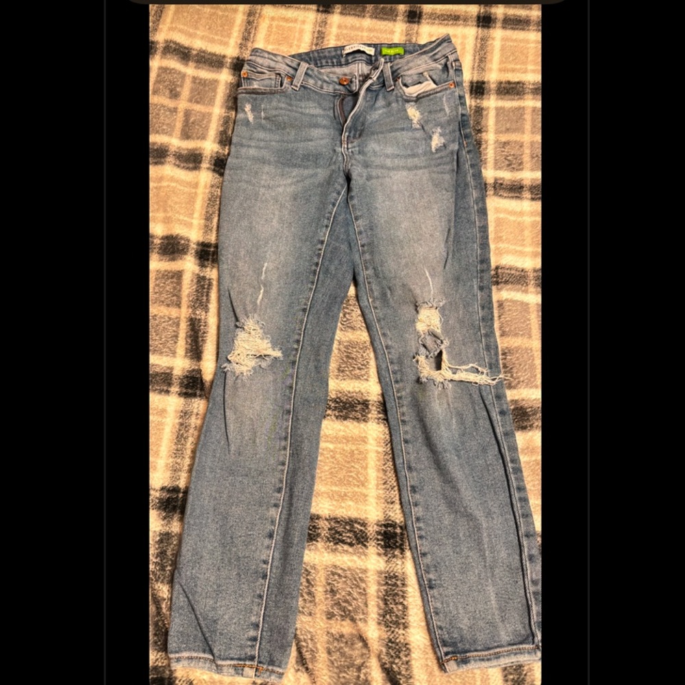 Distressed Blue Denim Jeans